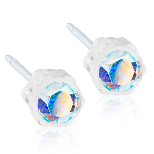 Crystal Earrings, 4mm, 6mm & 8mm - 100% Nickel Free - Medical Plastic