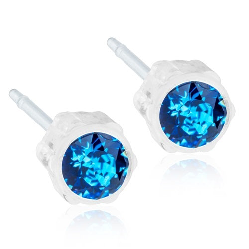 Crystal Earrings, 4mm, 6mm & 8mm - 100% Nickel Free - Medical Plastic